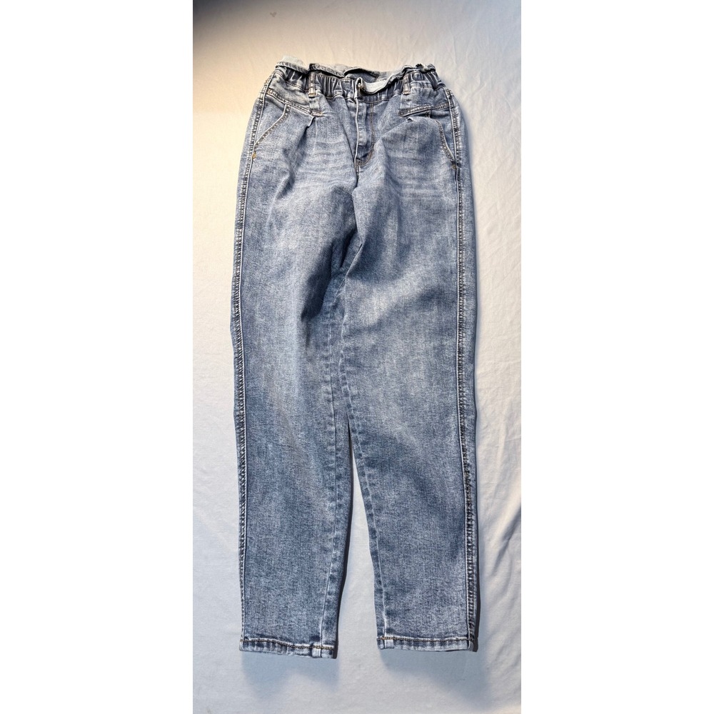 Vintage America‎ Women Blue Paperbag Waist Tapered Jeans Light Wash Size 4